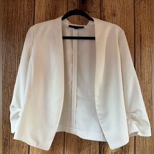 Ann Taylor Factory Cropped Open Front Blazer with Ruched Sleeves